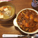 今日の夕飯～ハヤシライス・みそ汁